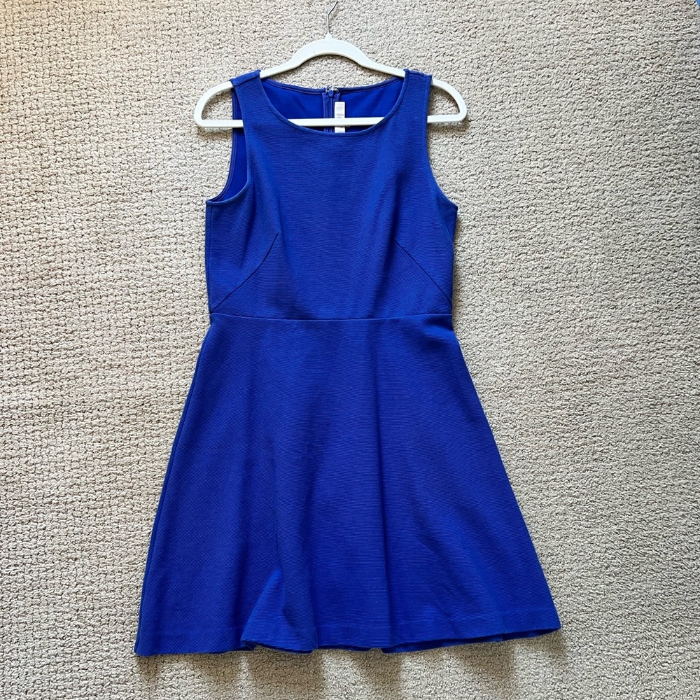 Loft stretchy A line dress, size 6, bright blue